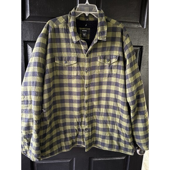 Dickies Work Shirt Jacket Green Plaid Flannel Sherpa Lined Button Down 4 Pockets - Picture 1 of 9
